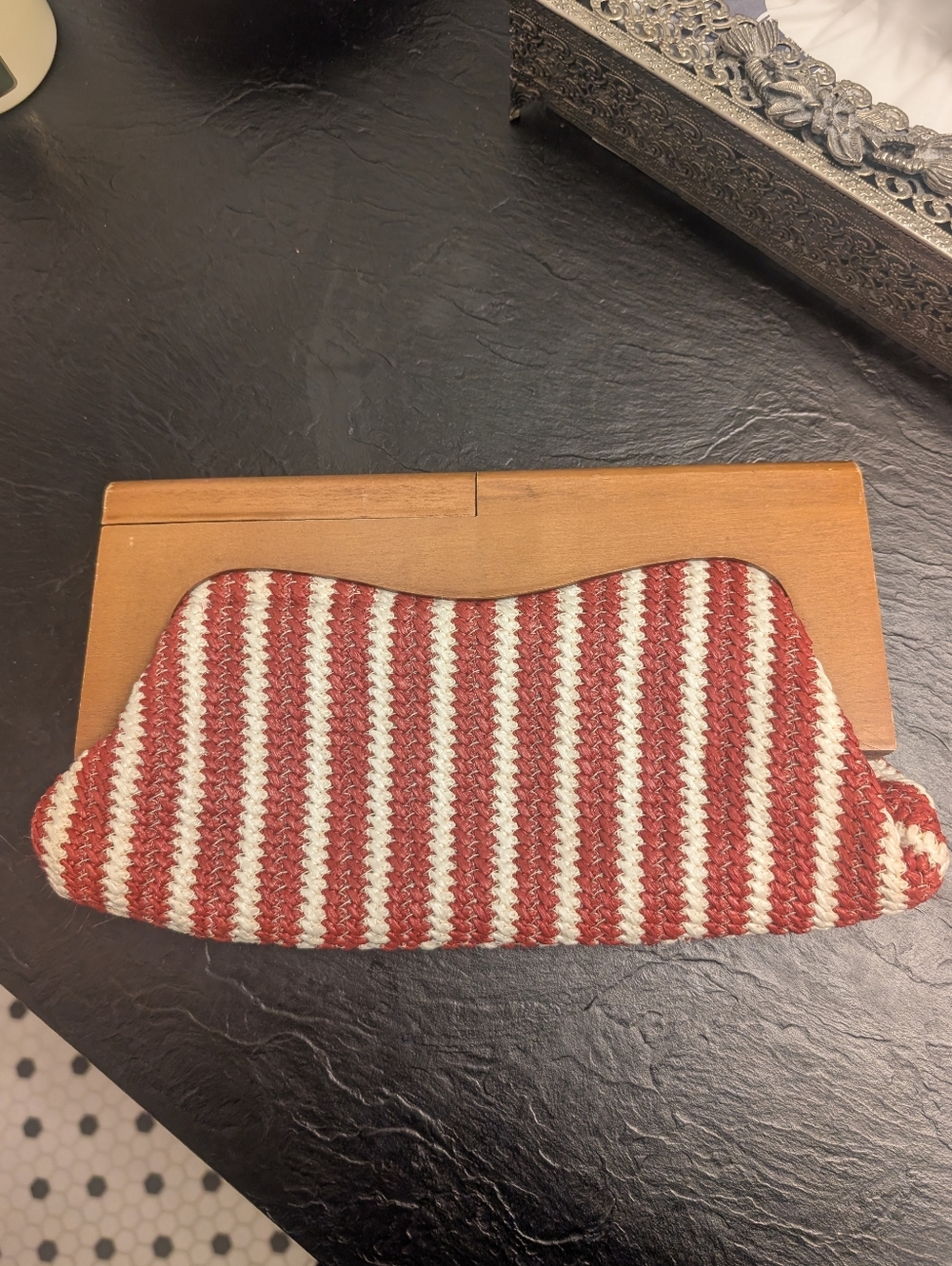 Red And White Striped Clutch